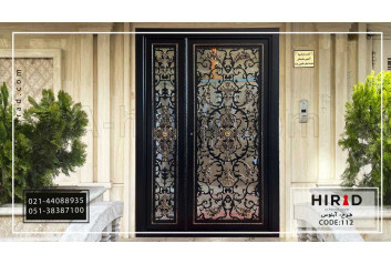 درب حیاط یک و نیم لنگه طرح آبنوس 15112